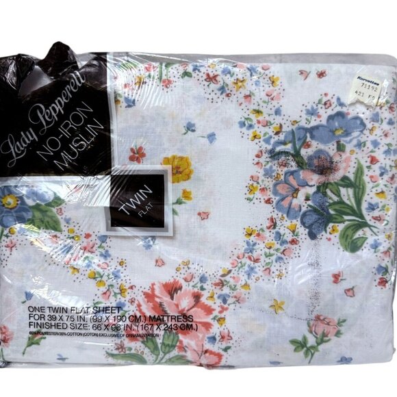 Lady Pepperell Sheet Twin Flat Stephanie Cottage Floral Cotton Blend New Vintage - Picture 1 of 7